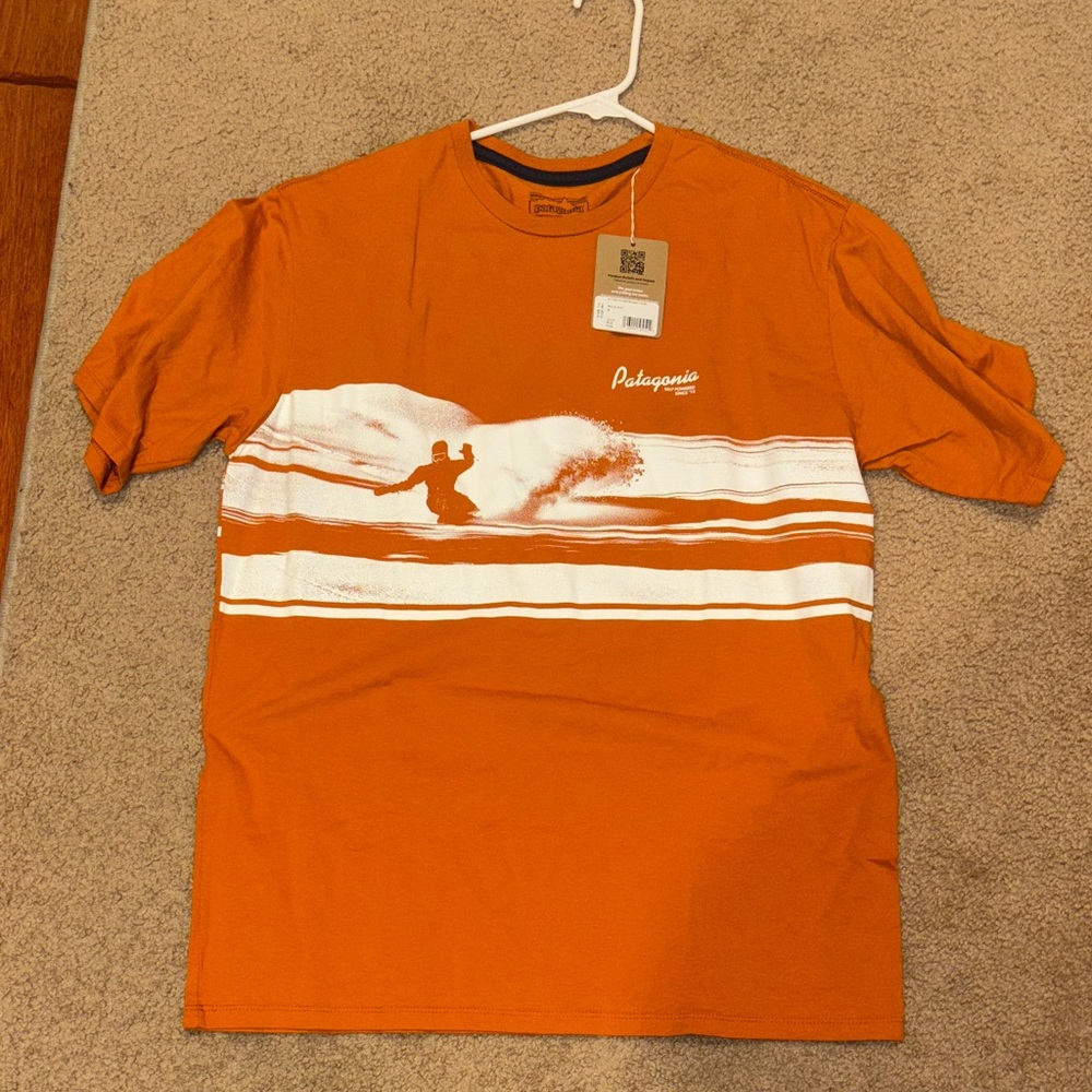 Orange and white Patagonia T-shirt